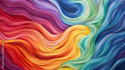 Interwoven fibers in a rainbow tapestry  AI generative