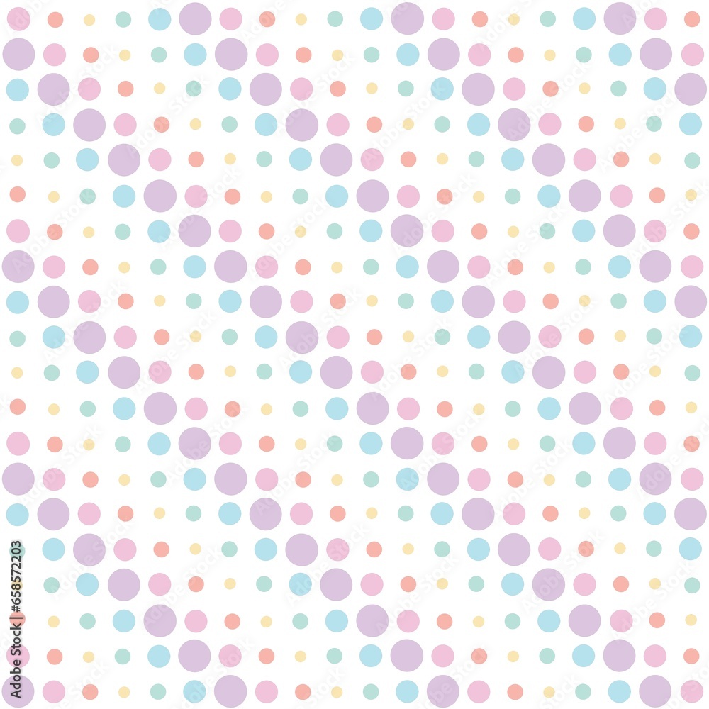Soft Pastel Polka Dot Seamless Pattern on White Background