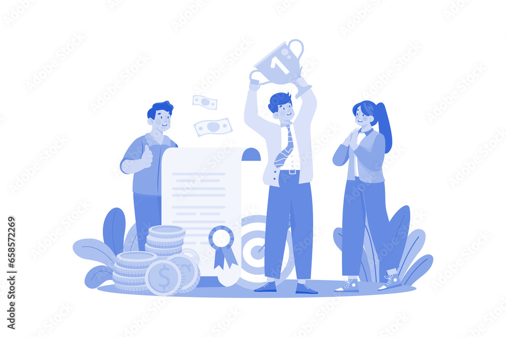 The business team is celebrating a new business achievement after a successful project completion. The business team is celebrating a new business achievement after a successful project completion.
