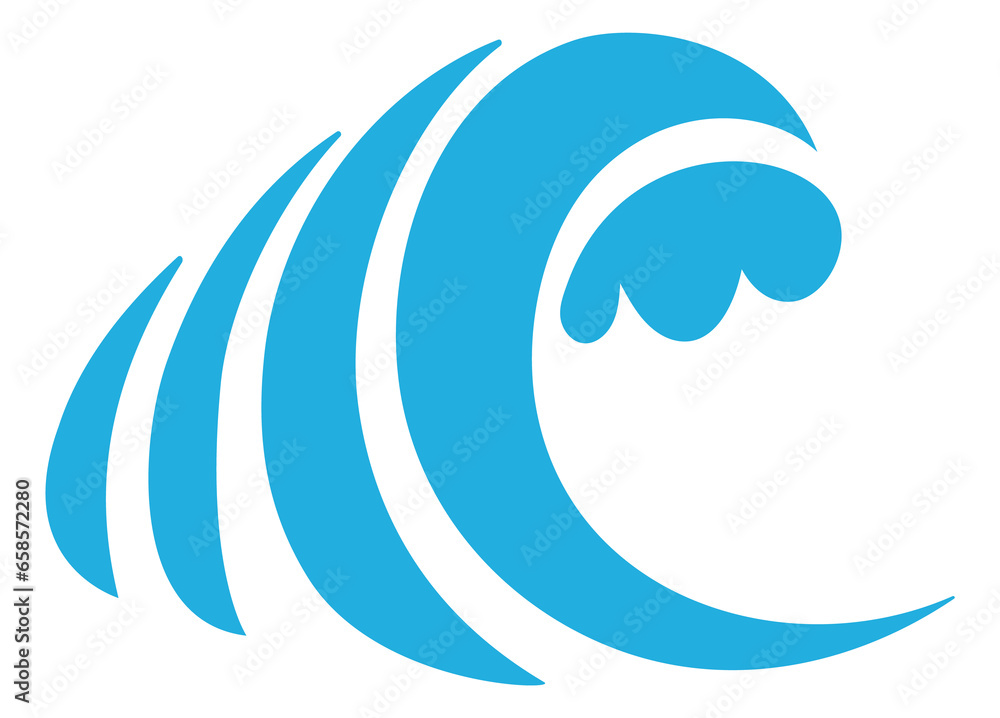 Falling water swirl wave symbol. Blue abstract logo