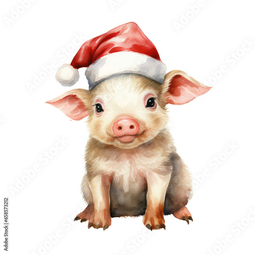 Watercolor christmas animal farm clipart