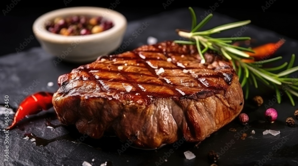 Ribeye steak from marbled beef medium rare, ribeye beef steak grilled perfectly