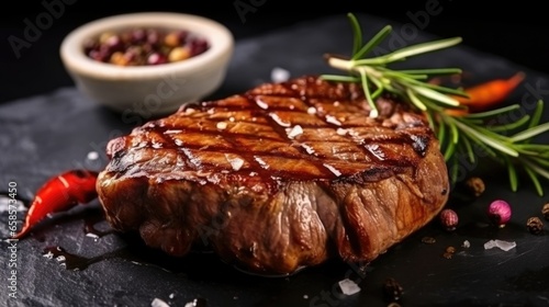 Ribeye steak from marbled beef medium rare  ribeye beef steak grilled perfectly