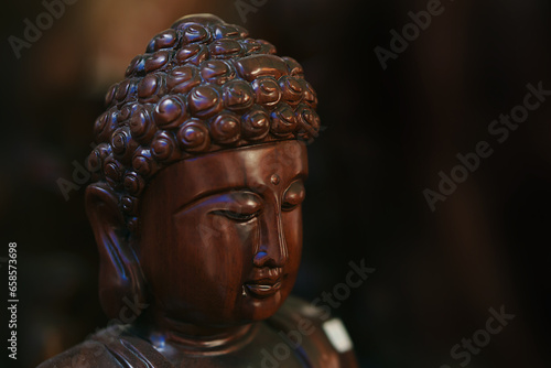 Wooden Buddha head