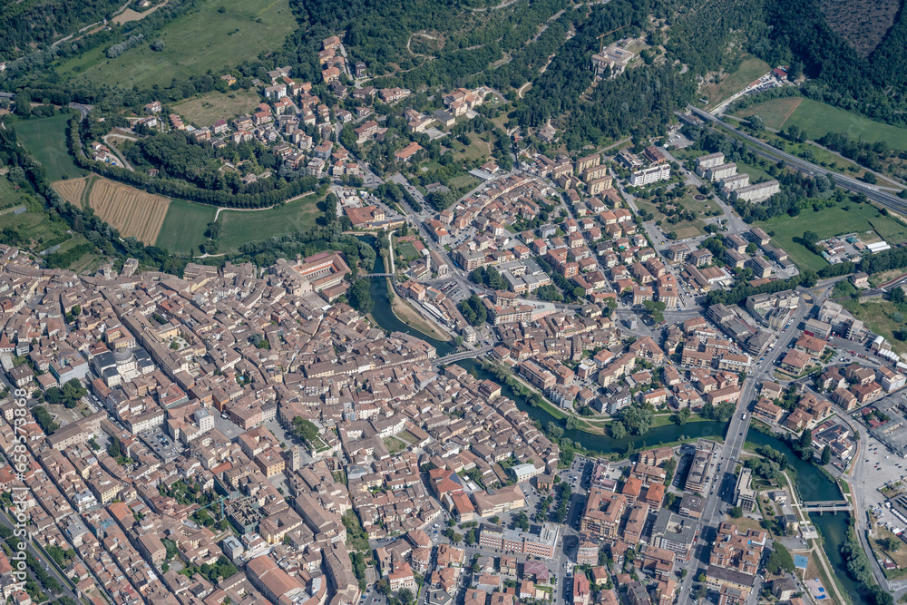 city center of historical town at Rieti, Italy