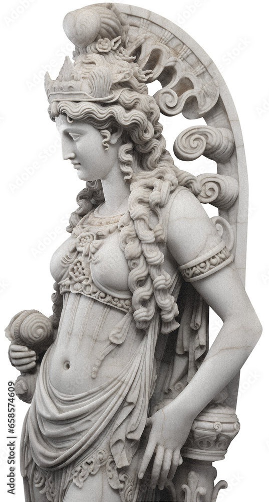 Indonesian sculpture of a beautiful goddess on a transparent background, with a grainy texture, vintage illustration Indonesian sculpture of a beautiful goddess on a transparent background, with a grainy texture, vintage illustration