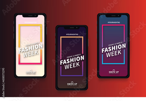 modern fashion week banner instagram stories vector design illustration