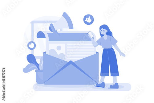 Email Marketing Illustration concept on white background