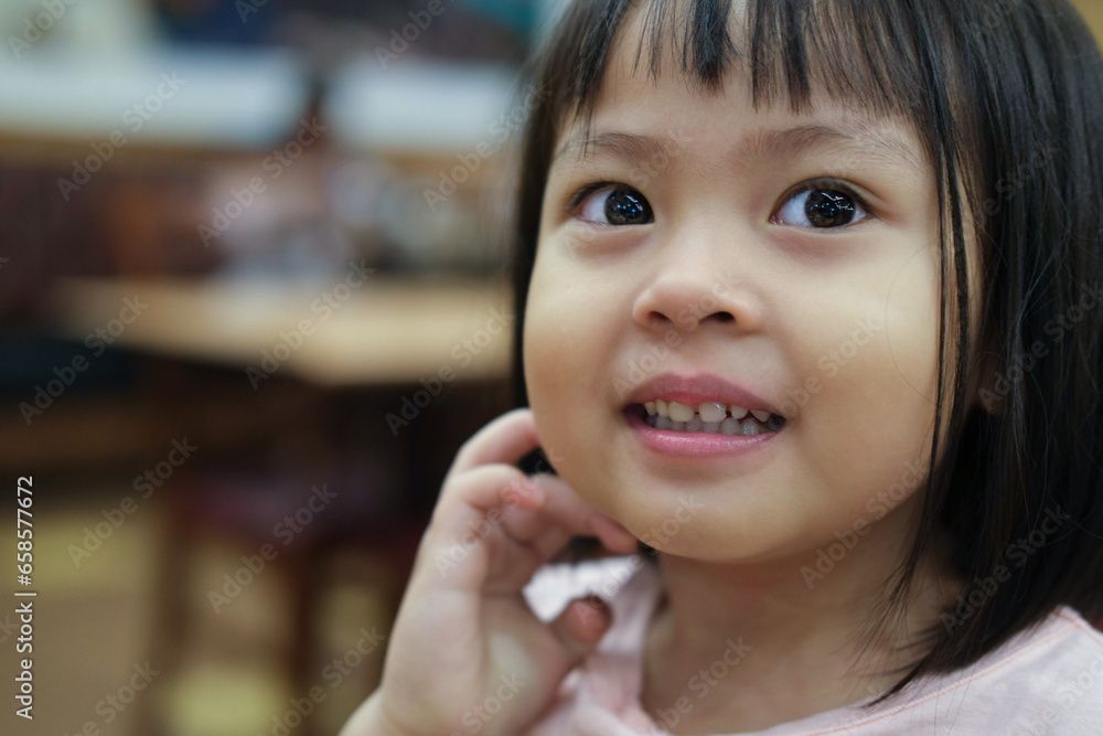 portrait of a little girl's big face portrait of a little girl's big face