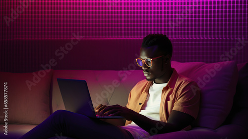 man working on laptop