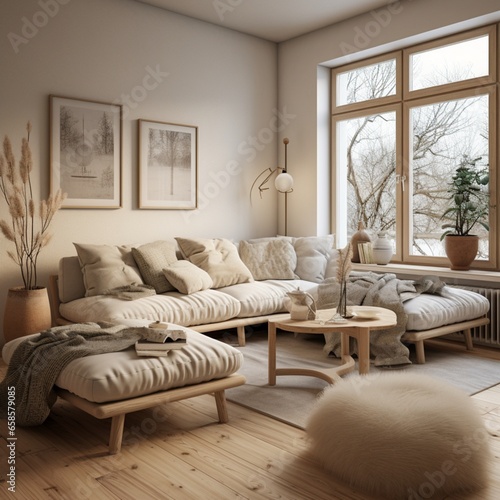 livingroom interior design, fireplace, Nordic style