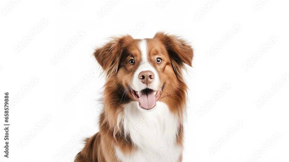 Australian Shepherd sitting against white background Australian Shepherd sitting against white background
