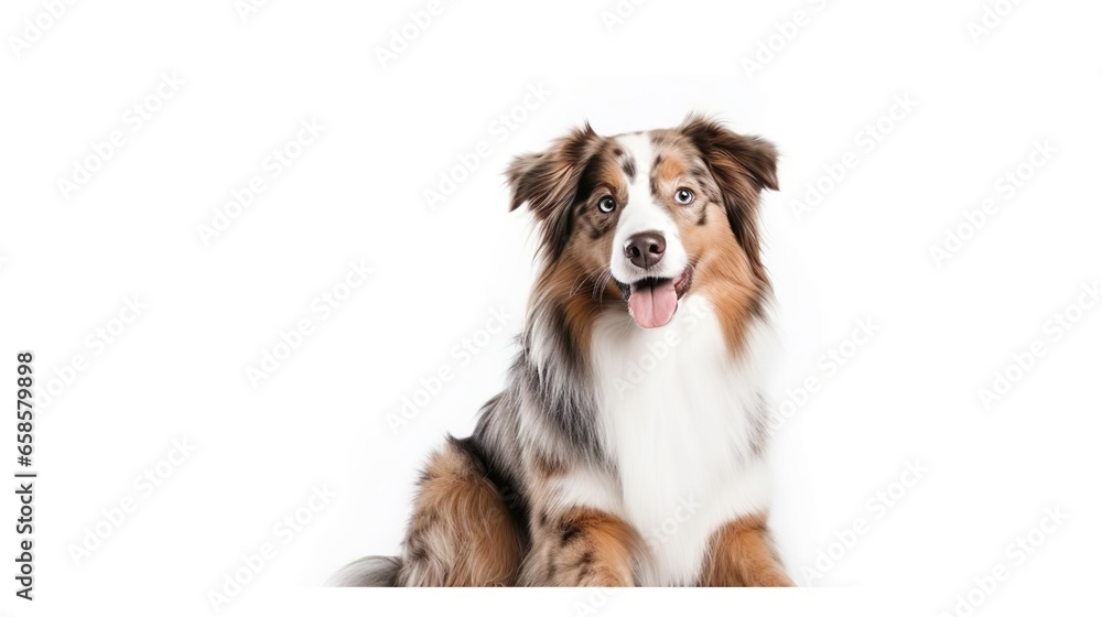 Fototapeta premium Australian Shepherd sitting against white background