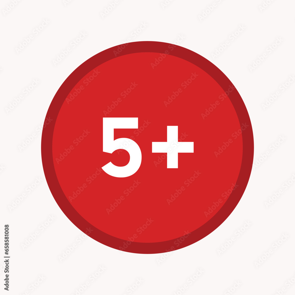 5+ Child-Friendly Icon - Elementary Age Design, E for Everyone - Suitable for Kids and All Ages - Vector Illustration for Family-Oriented Content 5+ Child-Friendly Icon - Elementary Age Design, E for Everyone - Suitable for Kids and All Ages - Vector Illustration for Family-Oriented Content
