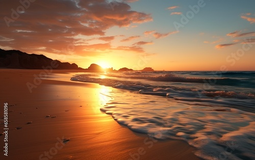 beautiful sunset over the ocean and beach