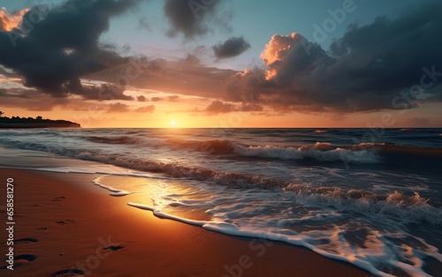 beautiful sunset over the ocean and beach