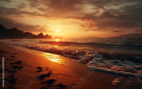 beautiful sunset over the ocean and beach © Harry