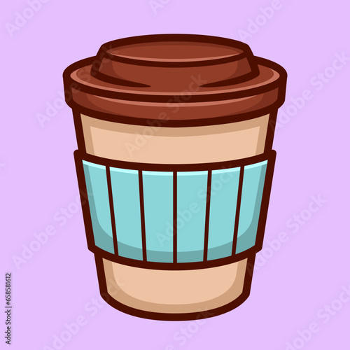 Vector Illustration of Coffee in Paper Cup in Cartoon Flat Style.