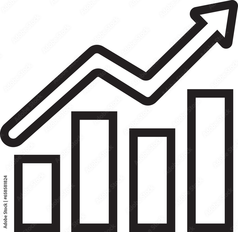 Single black arrow growing up business icon, Graph icon in trendy line style with editable stock isolated on transparent background. Chart bar symbol for your web site design, logo, app. Single black arrow growing up business icon, Graph icon in trendy line style with editable stock isolated on transparent background. Chart bar symbol for your web site design, logo, app.