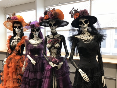 Decoration of the day of the dead in the classroom photo