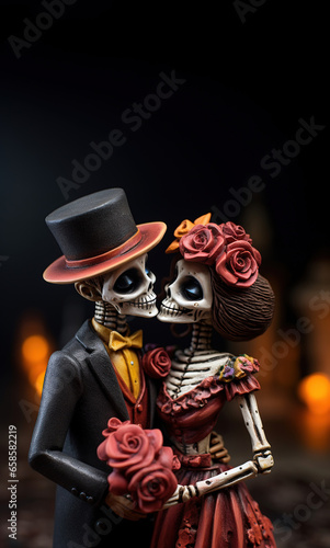 Boyfriends skeletons looking up by candlelight