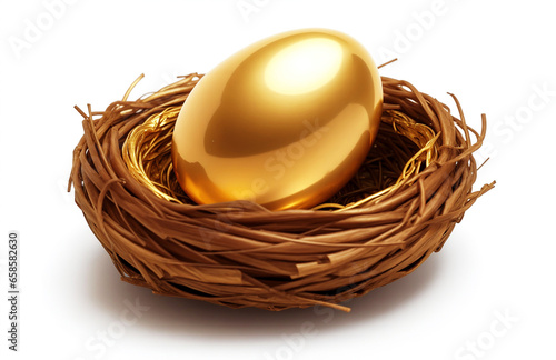 Shiny golden egg in nest