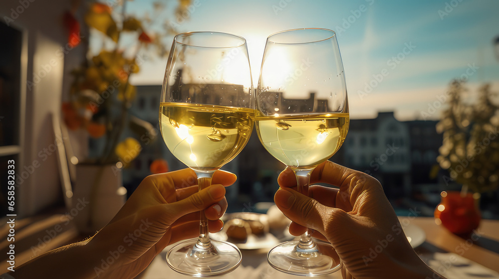 two glasses of champagne on the table two glasses of champagne on the table