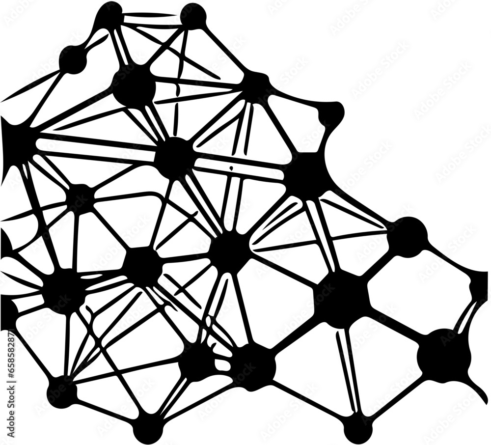 Abstract network connection illustration in black, vector geometric pattern in shape of plexus Abstract network connection illustration in black, vector geometric pattern in shape of plexus