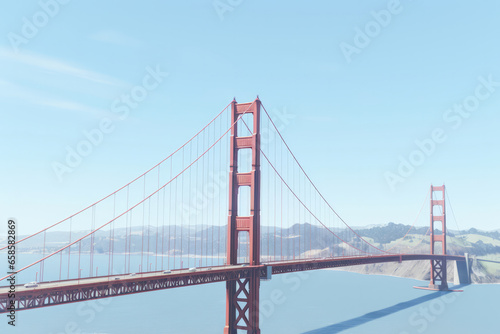 The iconic Golden Gate Bridge spanning the entrance to San Francisco Bay, California, USA. With its vibrant orange-red color and majestic presence, this engineering marvel is not only a transportation © Matthias