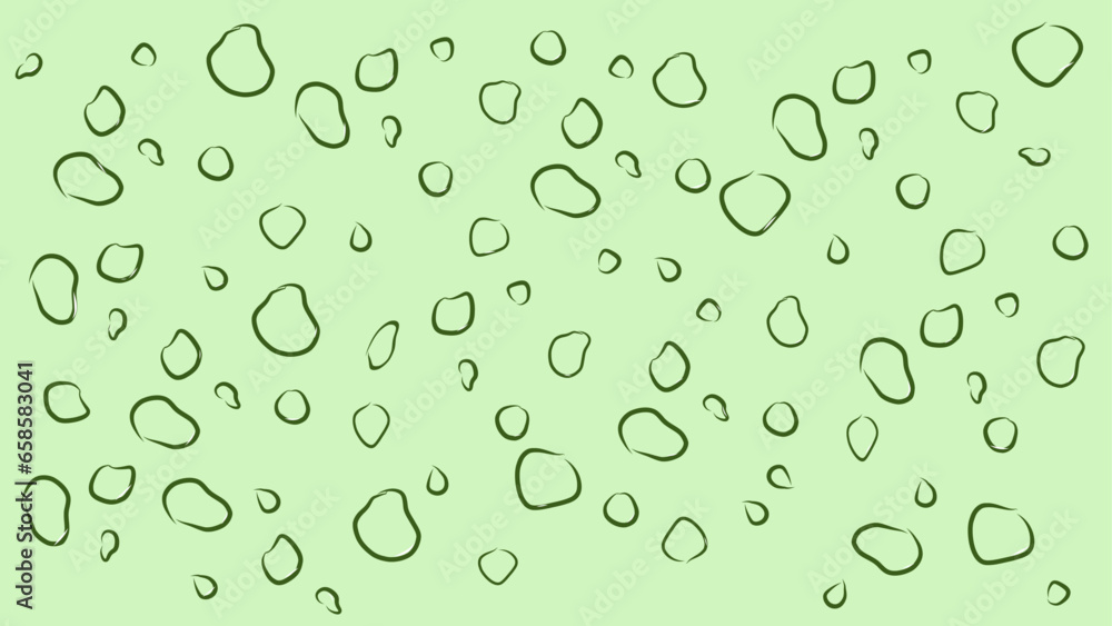 濡れたガラス面のような水滴イラスト（緑色）Realistic condensation water drops