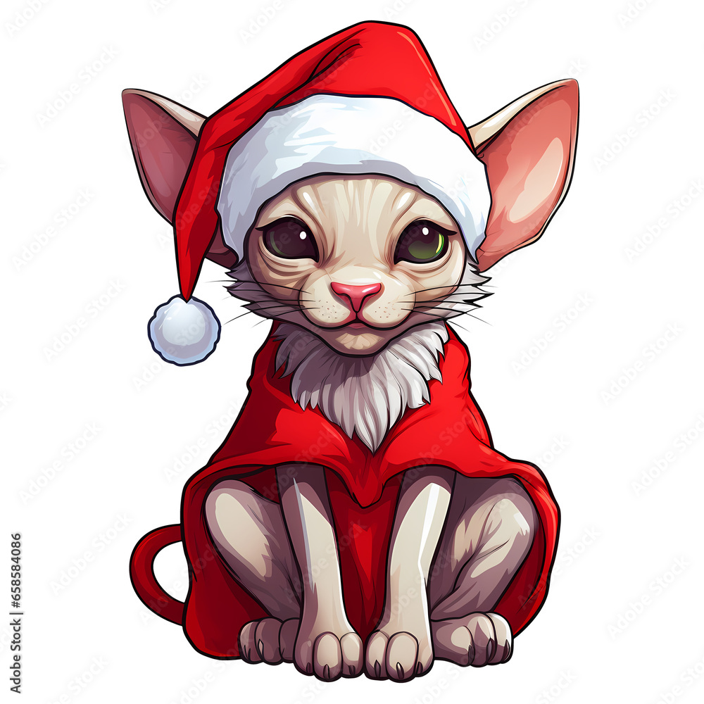 Cute Sphynx Cat Christmas Clipart Illustration Cute Sphynx Cat Christmas Clipart Illustration