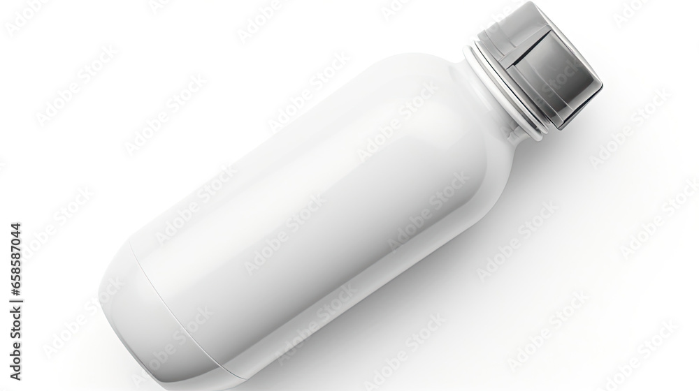 A high-resolution mockup of a water bottle isolated on white background top view. A high-resolution mockup of a water bottle isolated on white background top view.