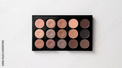 An elegant mockup of a cosmetic palette isolated on white background top view.