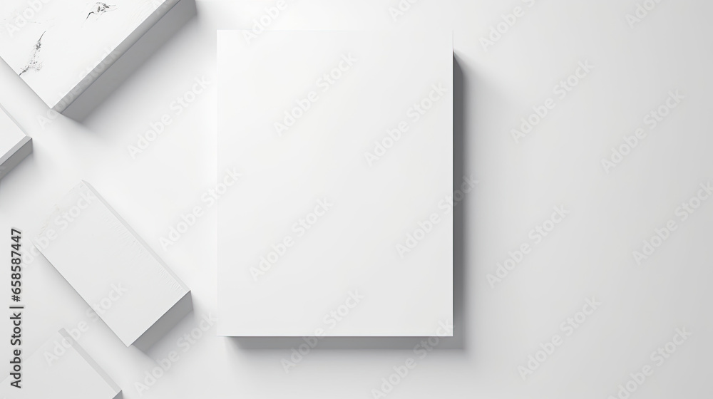 A sleek mockup of a poster with customizable design isolated on white background top view. A sleek mockup of a poster with customizable design isolated on white background top view.