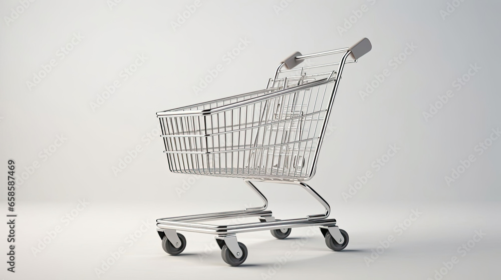 A realistic mockup of a shopping cart with customizable products isolated on white background top view. A realistic mockup of a shopping cart with customizable products isolated on white background top view.