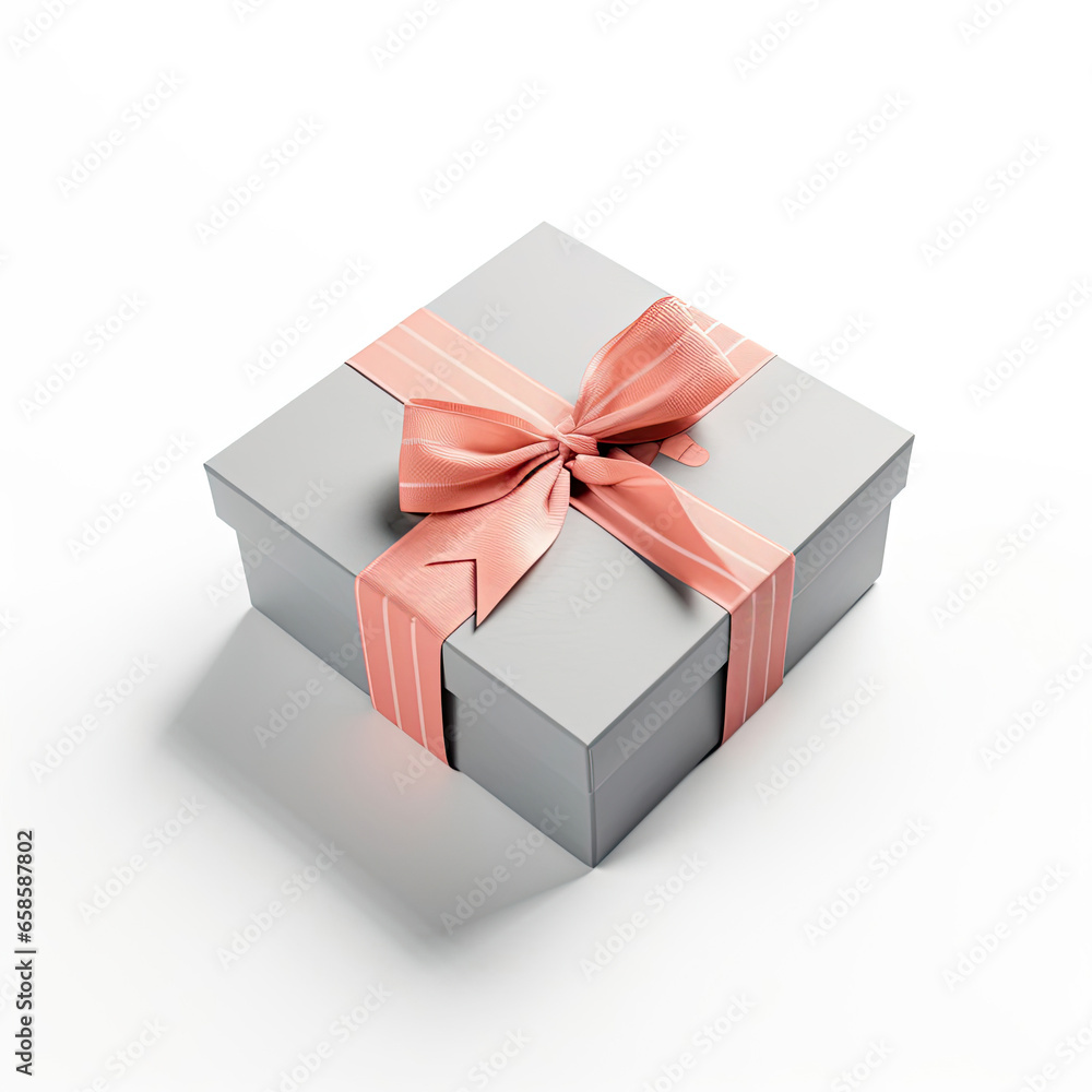 Obraz premium A detailed mockup of a gift box with ribbon isolated on white background top view.