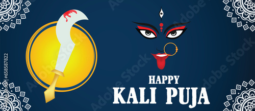 Obraz na plátně happy kali puja vector poster Indian Hinduism festival