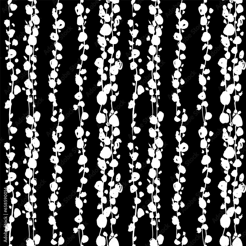 Brush Branches with Round Leaves Seamless Pattern Brush Branches with Round Leaves Seamless Pattern