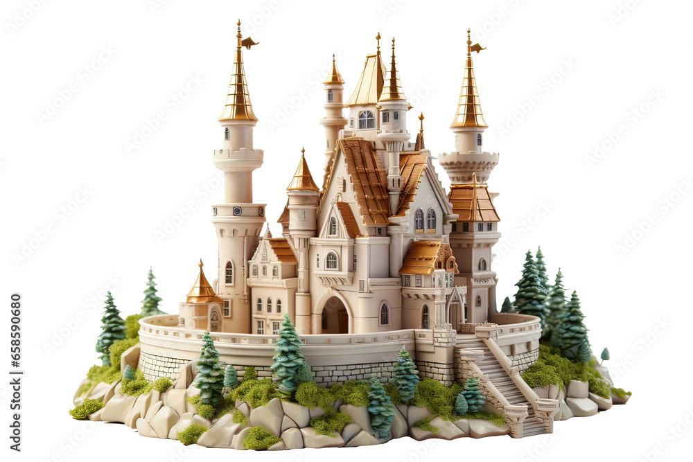 3d model Castle isolate on white background  