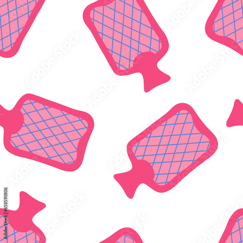 Cute pink hot water bottle seamless pattern tile 
