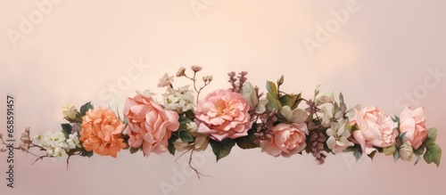 copy space image on isolated background with watercolor crown and flower