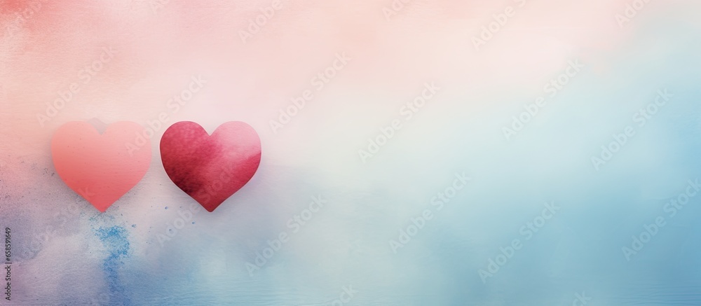 copy space image on isolated background with two hearts in watercolor