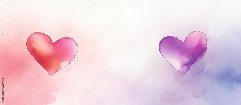 copy space image on isolated background with two hearts in watercolor copy space image on isolated background with two hearts in watercolor