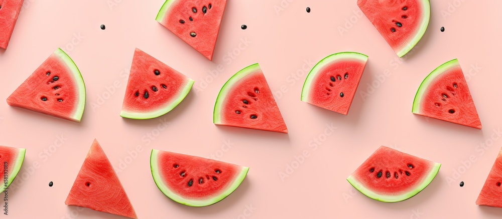 Watermelon fruits concept with isolated pastel background Copy space Watermelon fruits concept with isolated pastel background Copy space