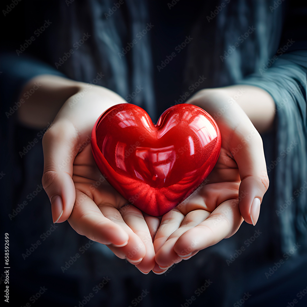 Manos de mujer sosteniendo un corazón. Concepto de vida, amor y protección. Donación. Manos de mujer sosteniendo un corazón. Concepto de vida, amor y protección. Donación.