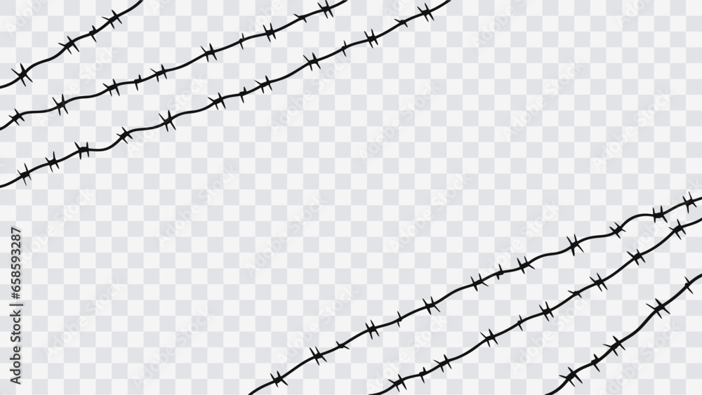 Barbed wire vector fence barb wire border chain. Prison line war barb ...