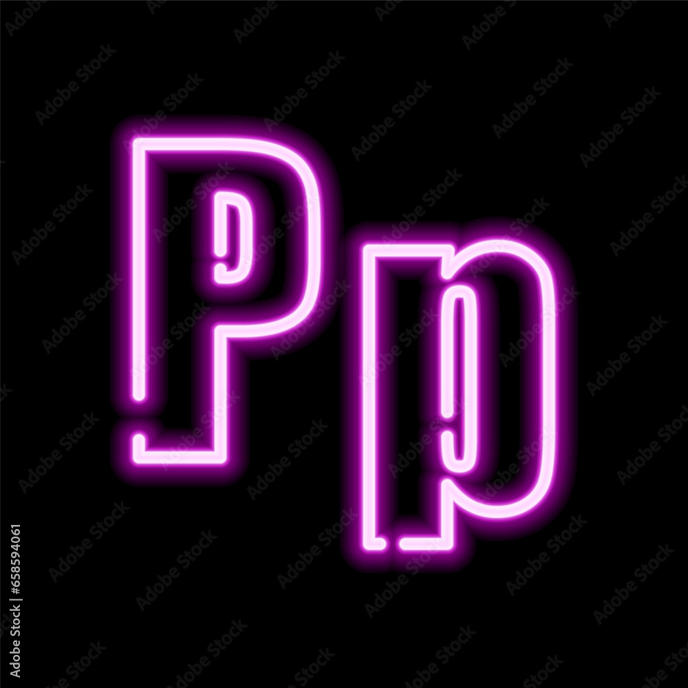 Neon letter P on dark background, vector illustration Neon letter P on dark background, vector illustration