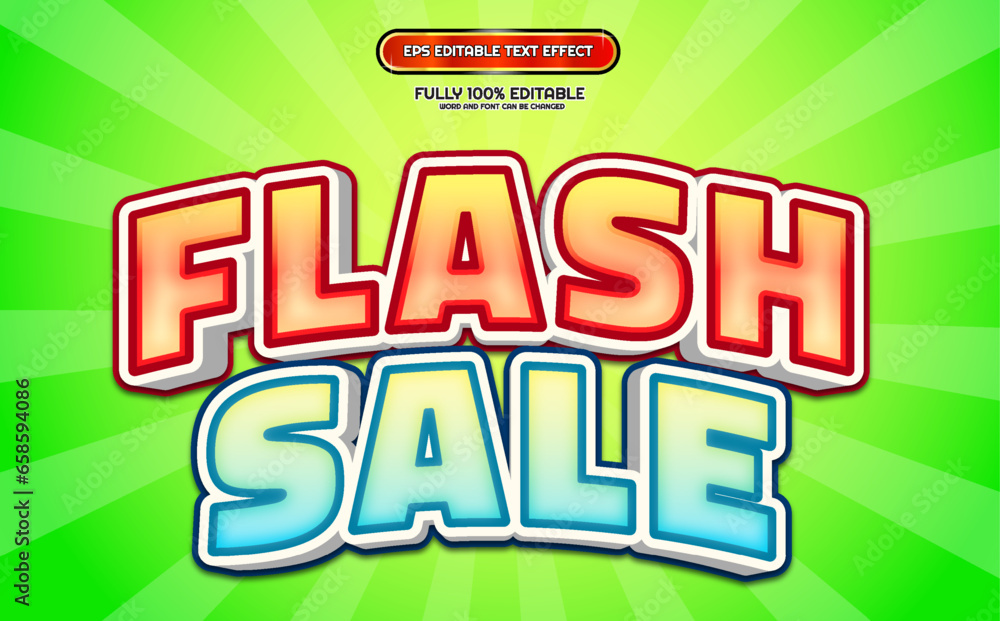 Flash sale cartoon 3d text effect template design