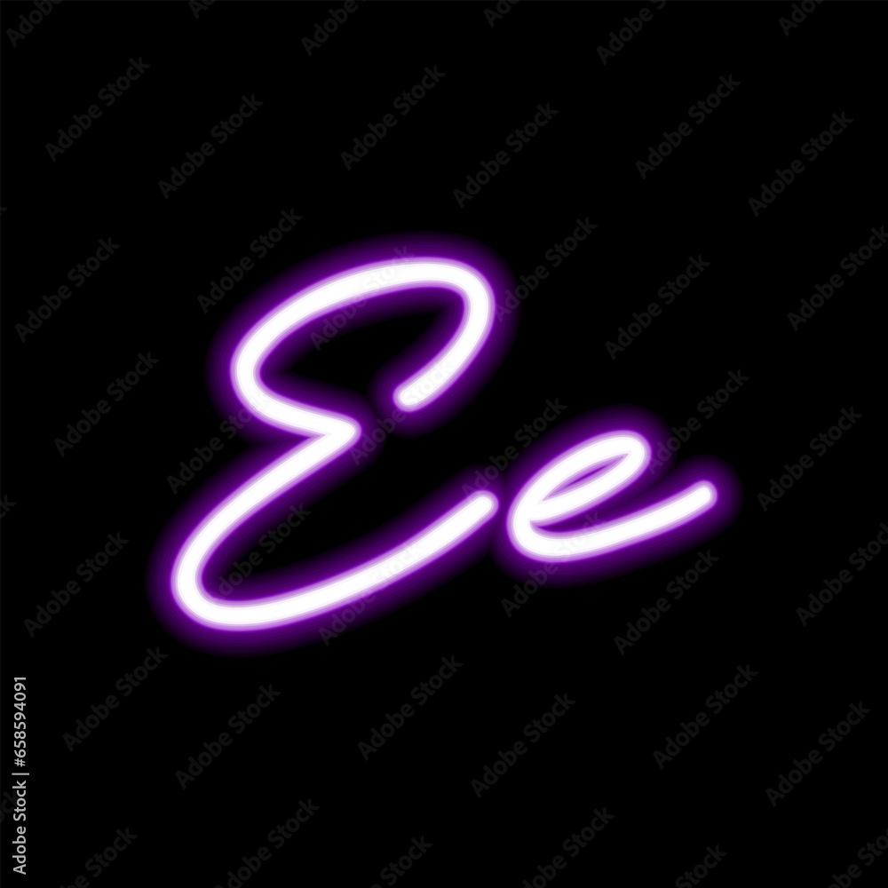 Neon letter E on dark background, vector illustration Neon letter E on dark background, vector illustration