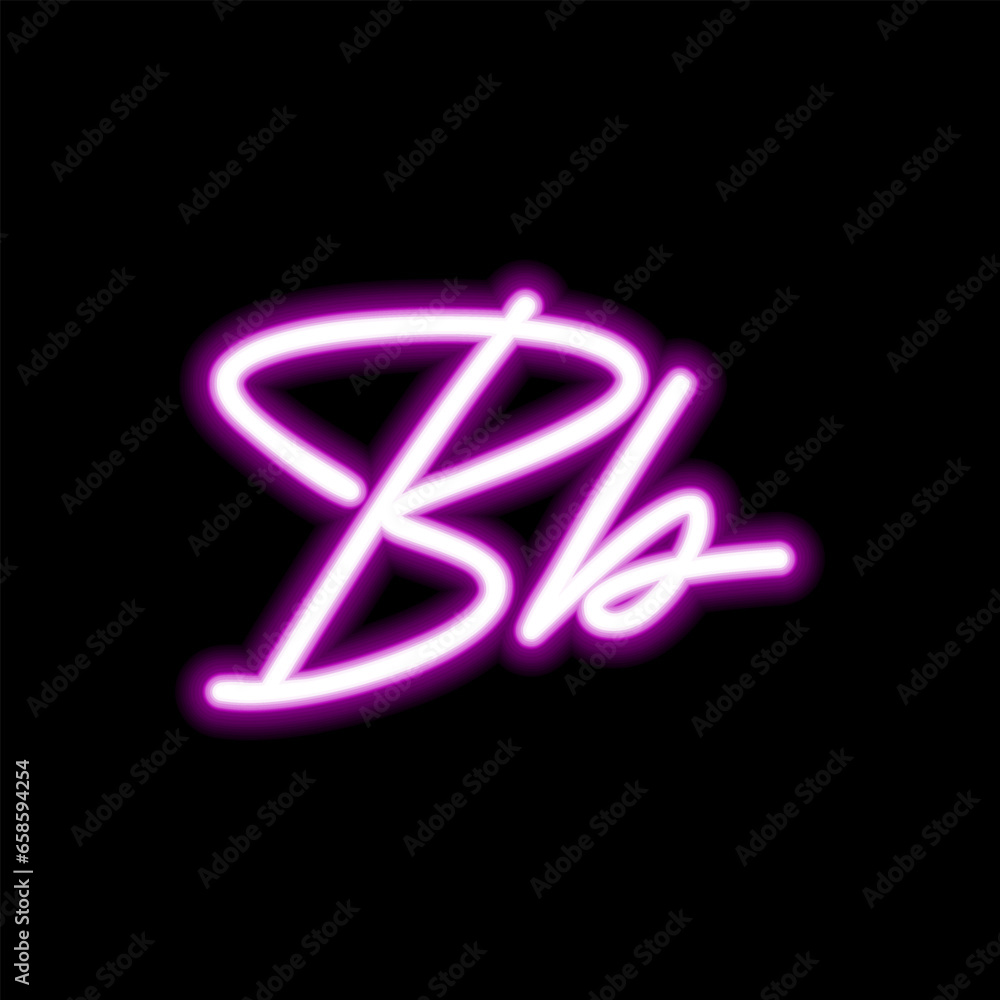 Neon letter B on dark background, vector illustration Neon letter B on dark background, vector illustration
